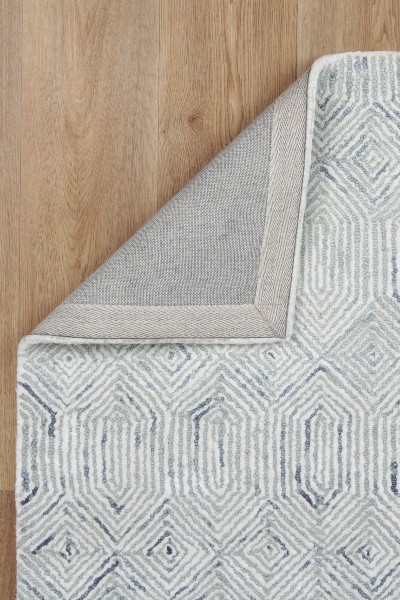 Astrid rug displayed in open and airy living room
