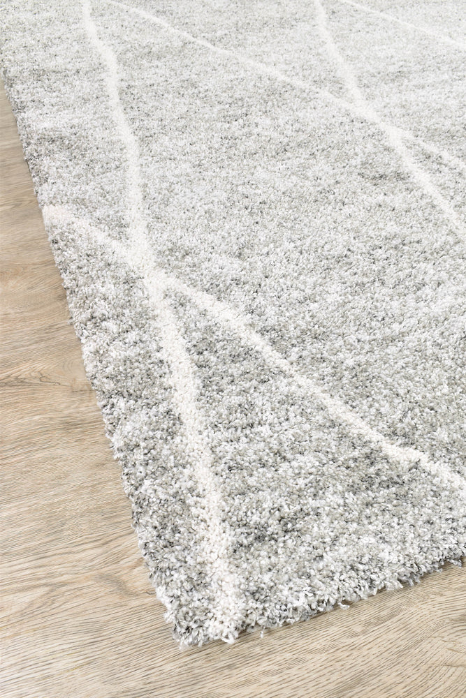Another view of the Alpha Shaggy Grey rug's fluffy texture.