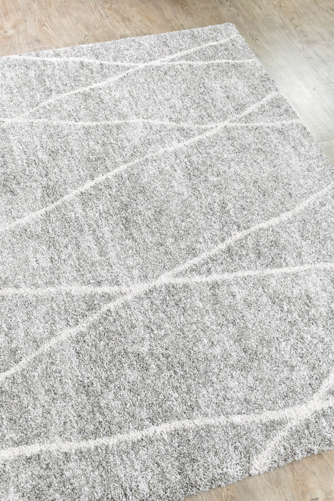 Another view of the Alpha Shaggy Grey rug, emphasizing the plushness.