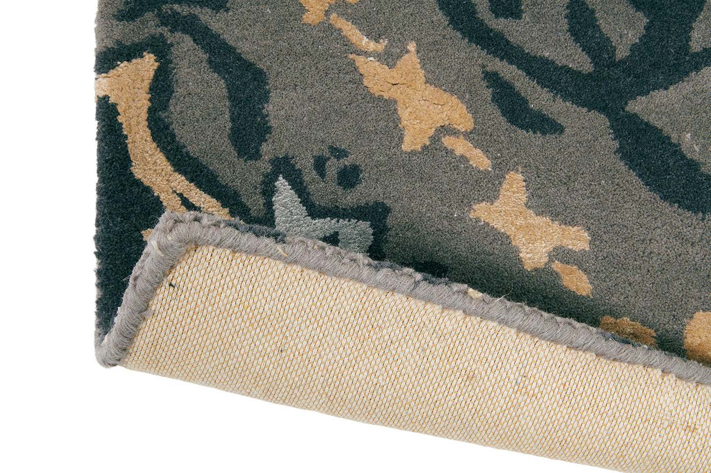 Close-up of Pure Trellis Black Ink rug design