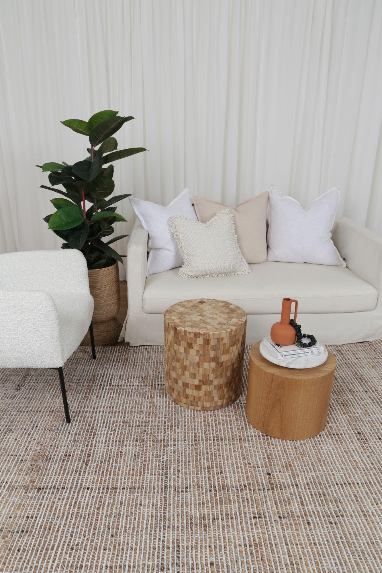 Dune collection rug in soft ivory with a minimalist finish