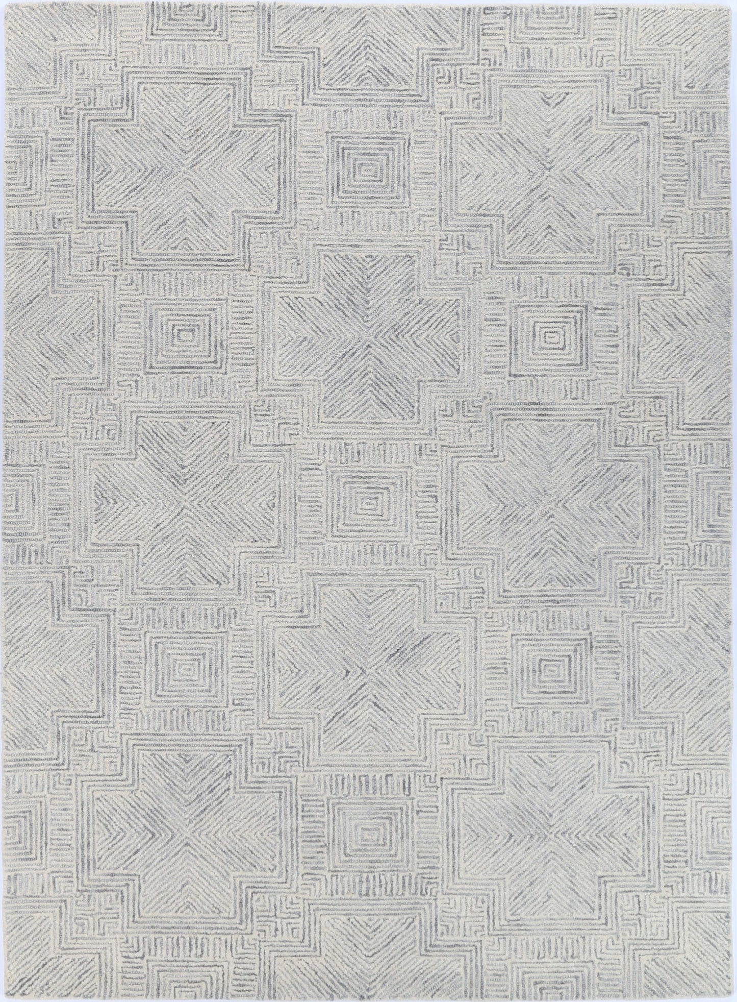 Posy Labyrinth  09B Grey Wool Rug