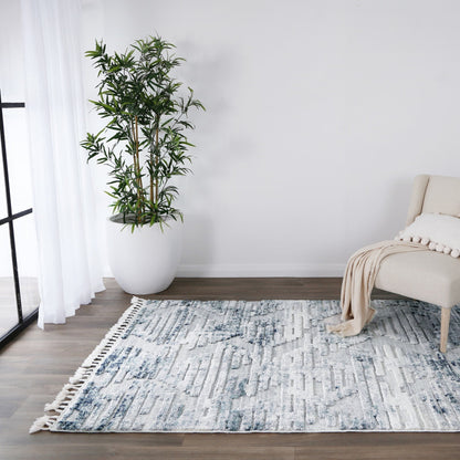 Bilbao Yara Geometric in Blue & Grey Rug