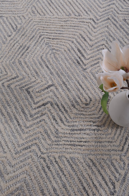 Posy Aquila 06B Grey Rug Wool Rug