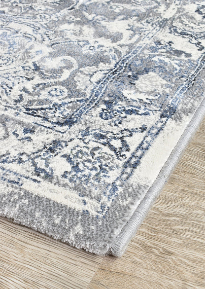 Oxford Rug 63392-7646 In Blue & White : Runner Rug