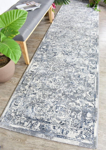 Oxford Rug 63392-7646 In Blue & White : Runner Rug