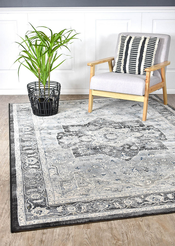 Charter 57128-4636 Medallion In Black Rug